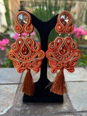 Unique colorful statement earrings
